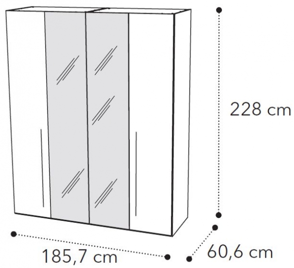 4 Door 2 Mirror Wardrobe