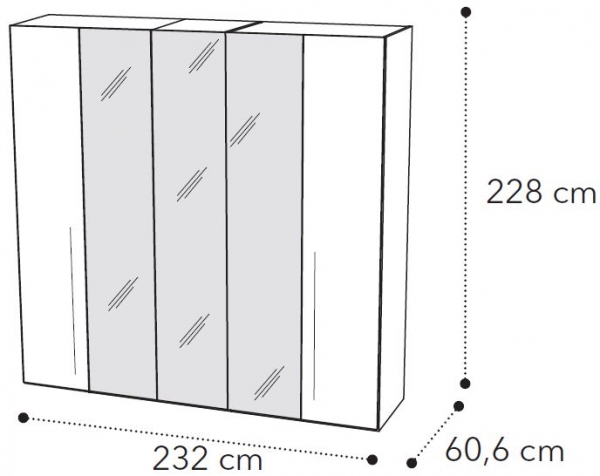5 Door 3 Mirror Wardrobe