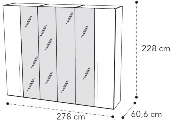 6 Door 4 Mirror Wardrobe