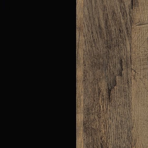 Deep Black Front with Vintage Oak Base