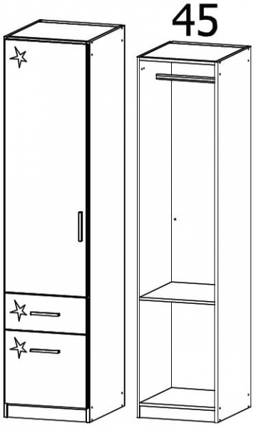 W 47cm - 1 Left Door 2 Drawer