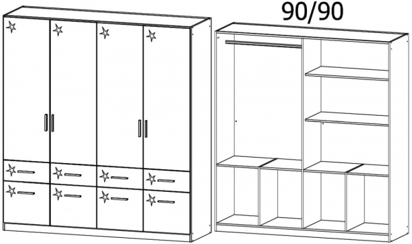 W 181cm - 4 Door 8 Drawer