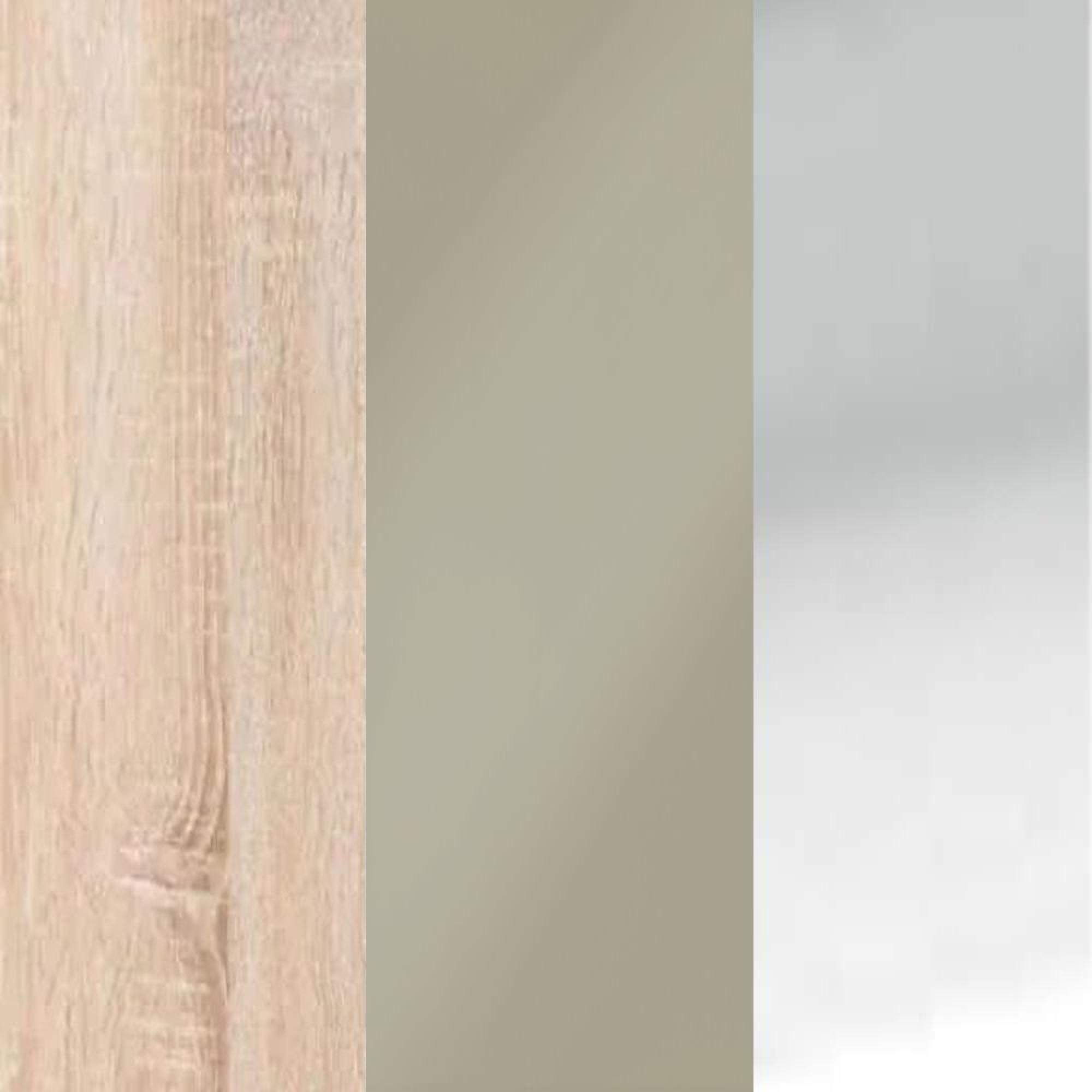 Rustic Oak with Pebble Grey Glass and Silver Handle 443