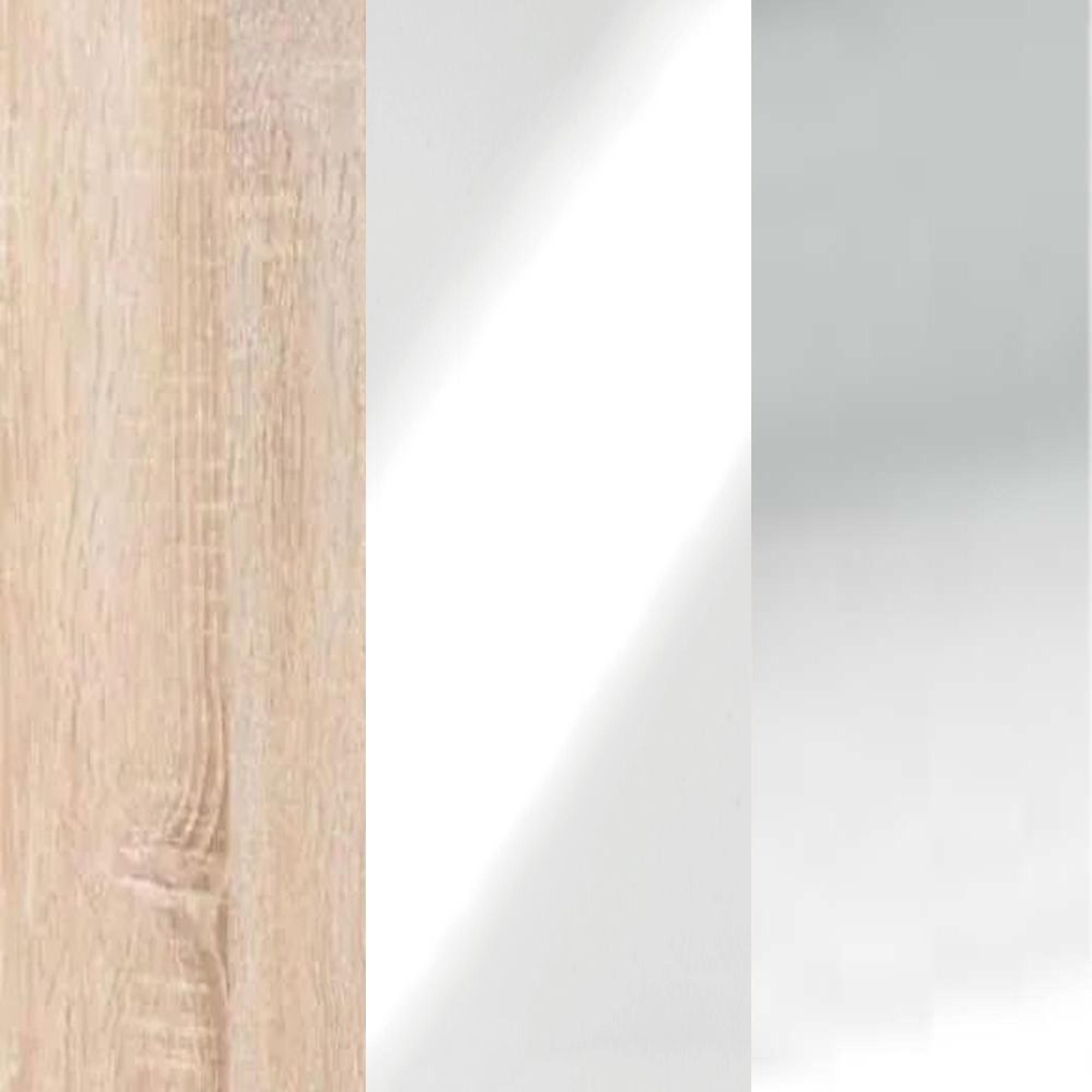 Rustic Oak with White Glass and Silver Handle 443