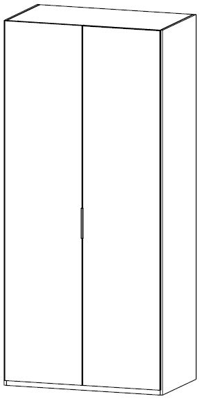 55H3 : 2 Door Wardrobe with 1 High Polish Door and 1 Mirror Door