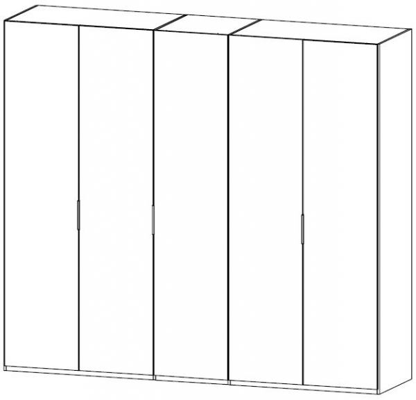 5S67 : 5 Door Wardrobe with 2 High Polish Door and 3 Mirror Door