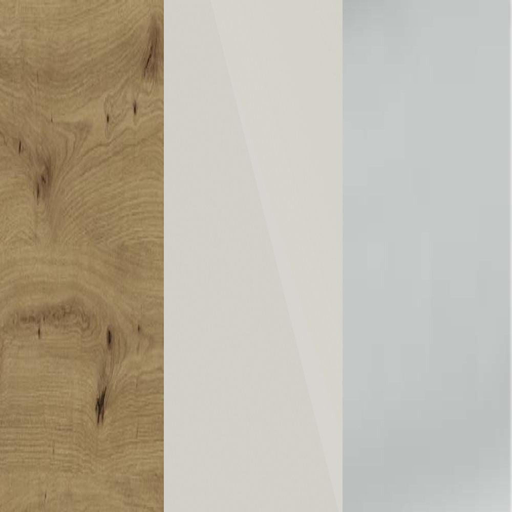 Bianco Oak Carcase and Champagne Glass Front with Chrome Handle 329