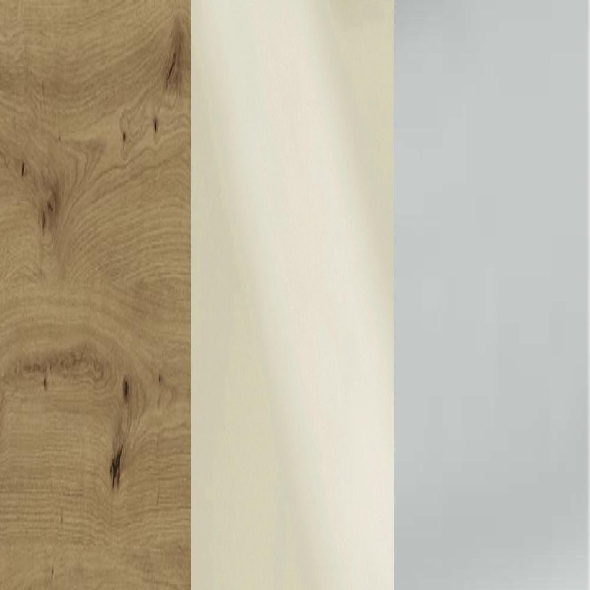 Bianco Oak Carcase and Magnolia Glass Front with Chrome Handle 329