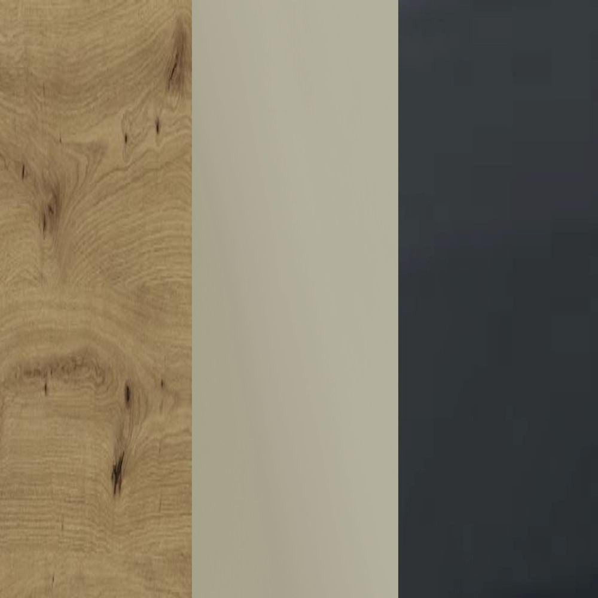 Bianco Oak Carcase and Pebble Grey Glass Front with Slate Handle 332