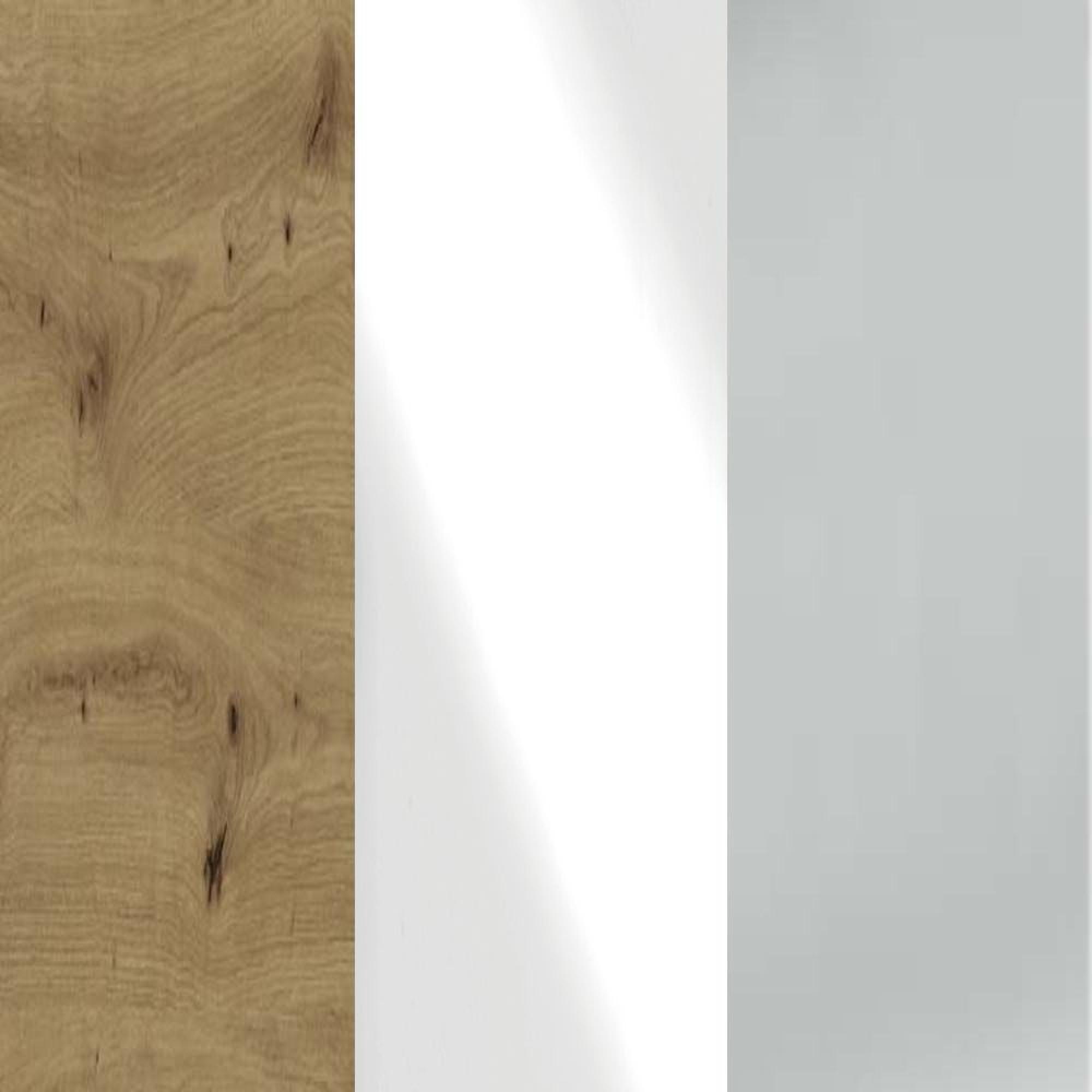 Bianco Oak Carcase and White Glass Front with Chrome Handle 329