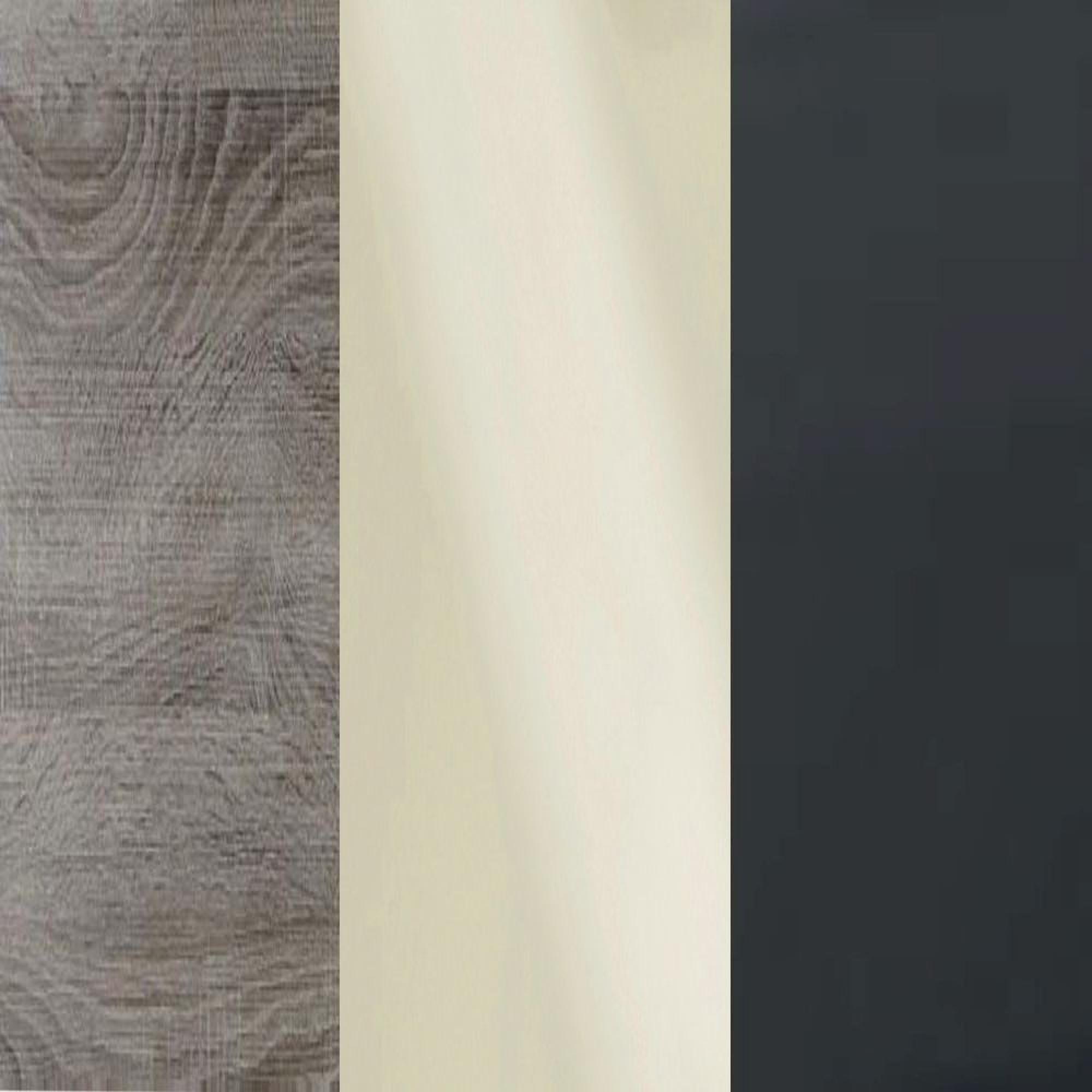 Dark Rustic Carcase and Magnolia Glass Front with Slate Handle A94