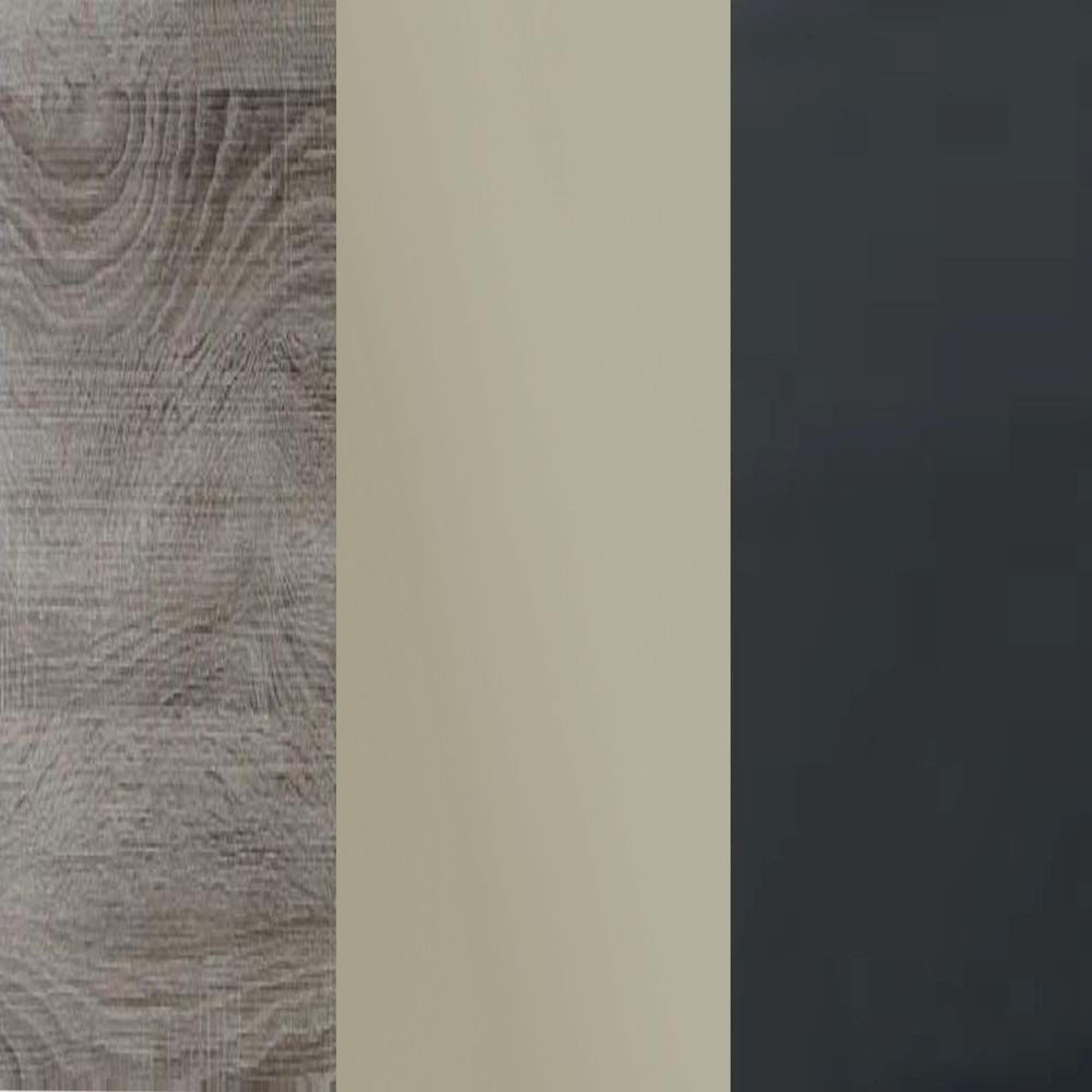 Dark Rustic Carcase and Pebble Grey Glass Front with Slate Handle A94