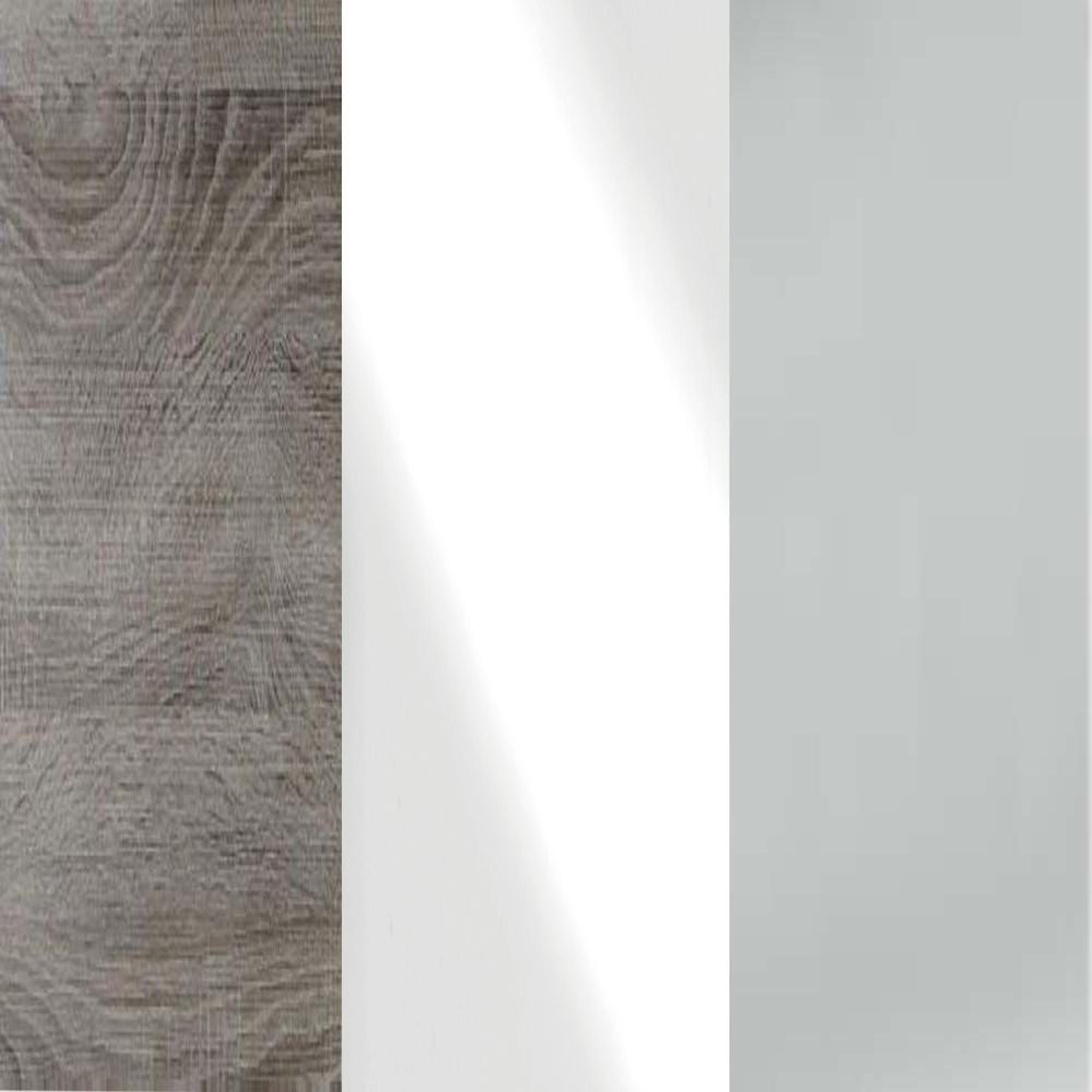 Dark Rustic Carcase and White Glass Front with Chrome Handle 314