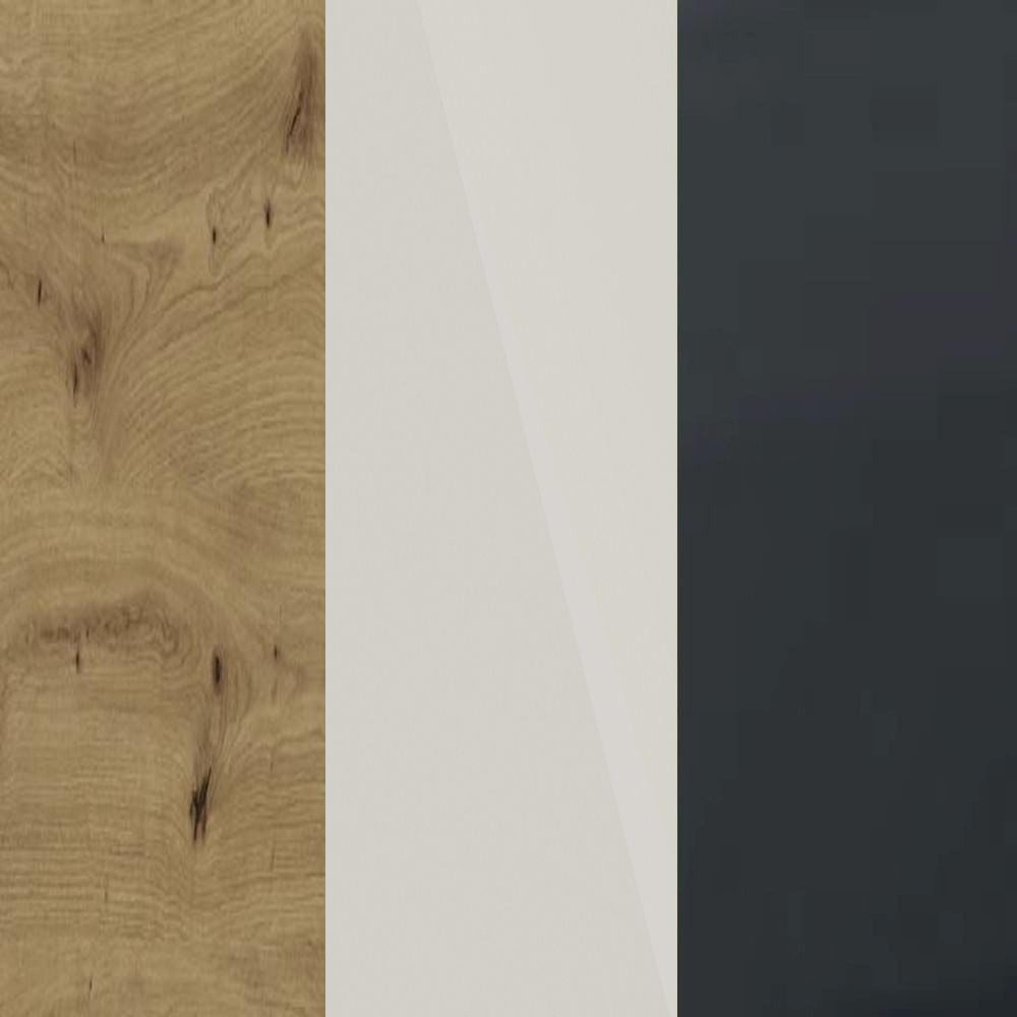 Bianco Oak Carcase and Champagne Glass Front with Slate Handle 332