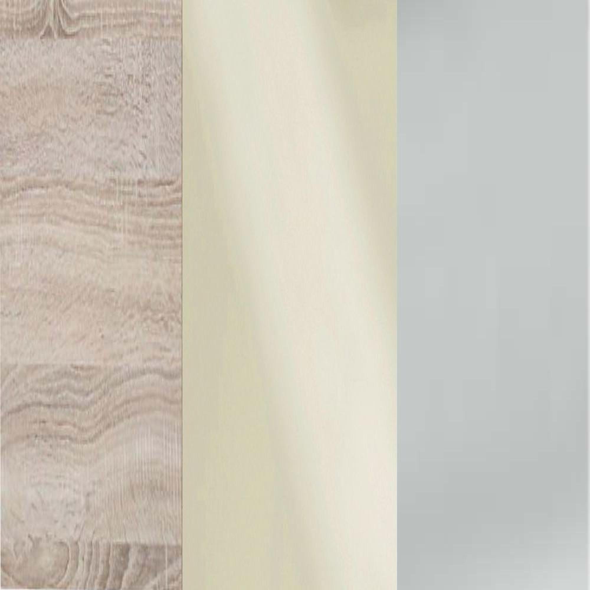 Rustic Oak Carcase and Magnolia Glass Front with Chrome Handle 313