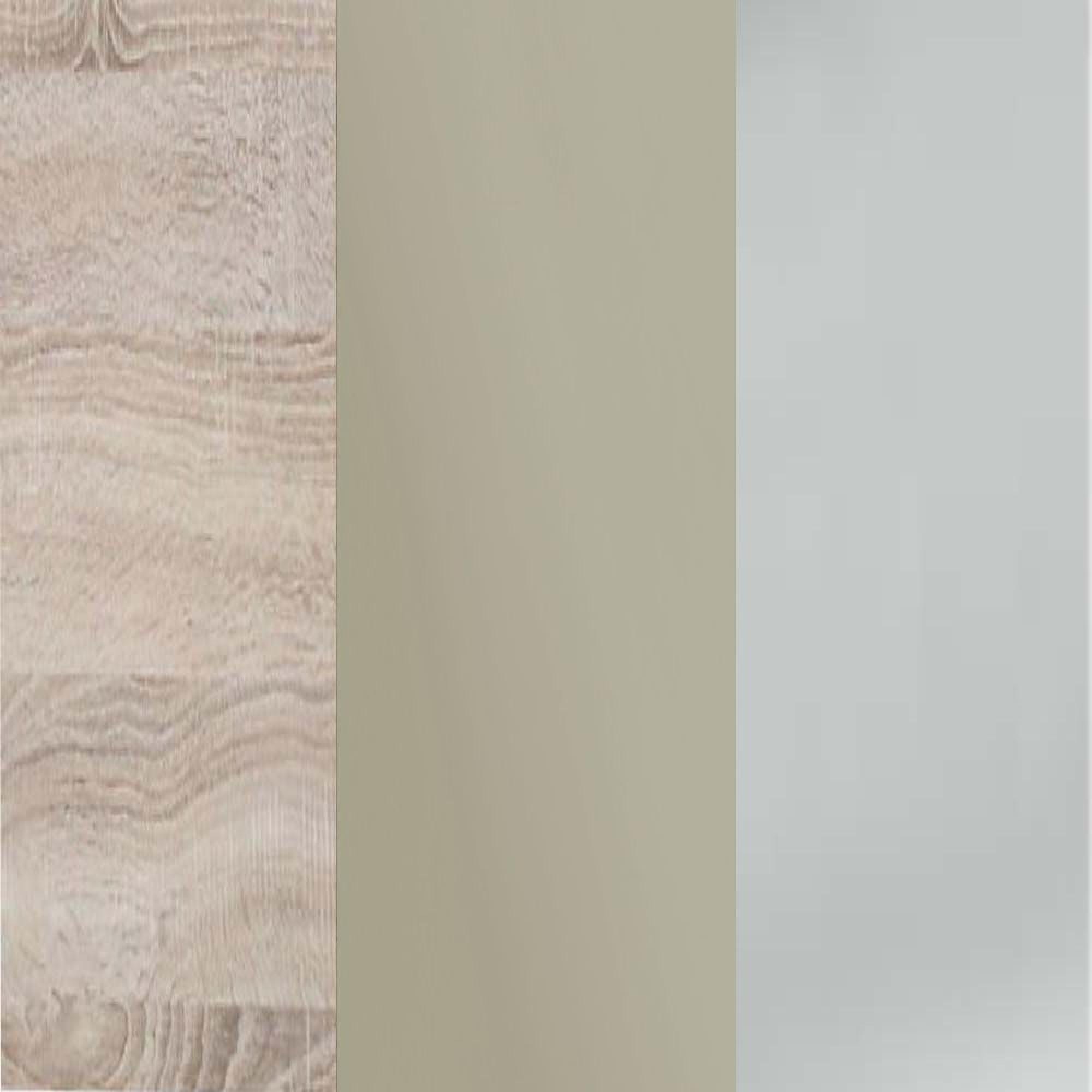 Rustic Oak Carcase and Pebble Grey Glass Front with Chrome Handle 313