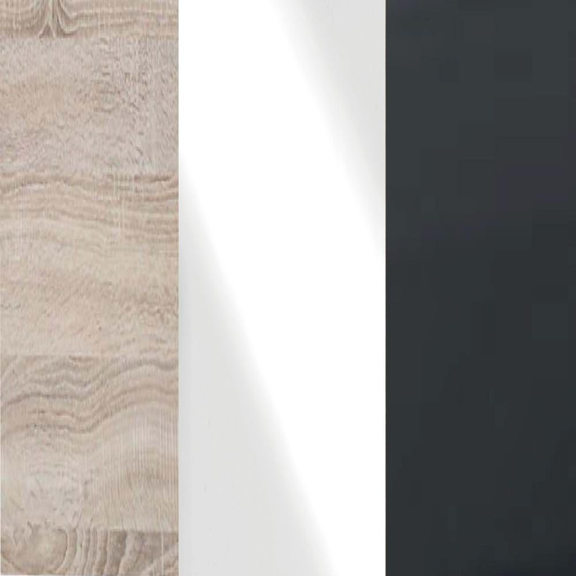 Rustic Oak Carcase and White Glass Front with Slate Handle A93