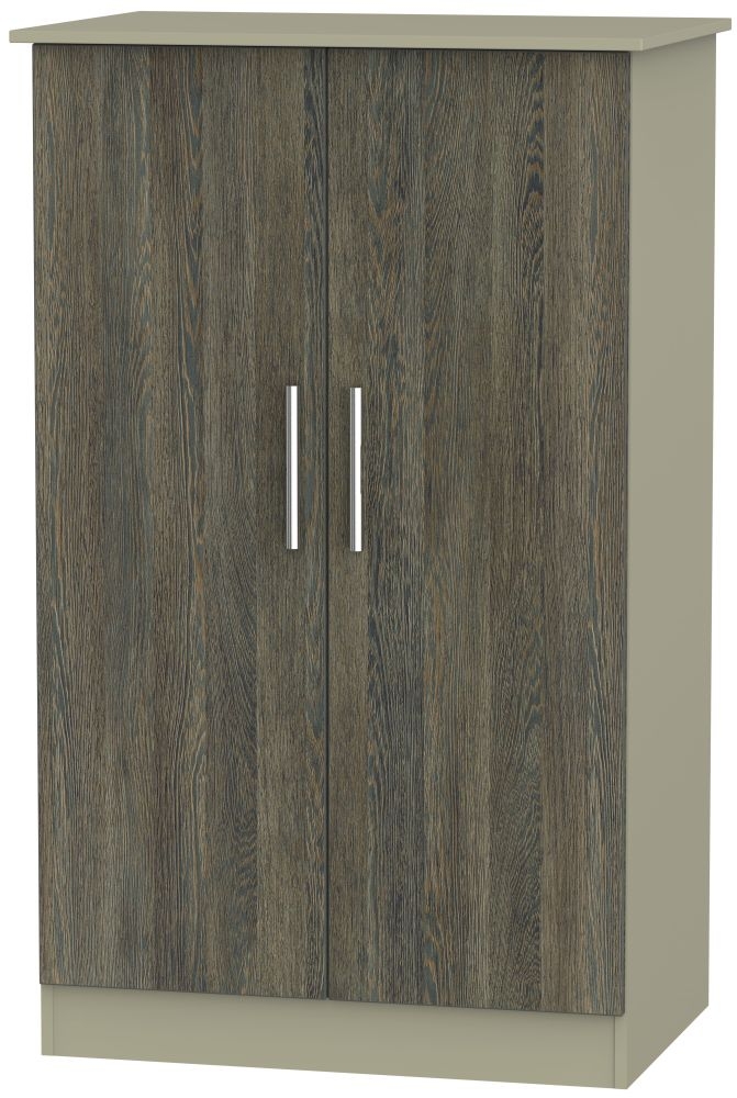 Contrast 2 Door Midi Wardrobe - Panga and Mushroom