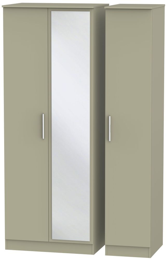 Contrast 3 Door Mirror Wardrobe - Mushroom