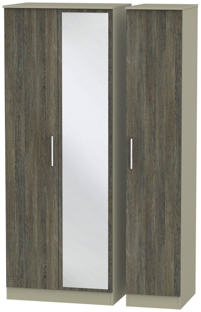Contrast 3 Door Mirror Wardrobe - Panga and Mushroom
