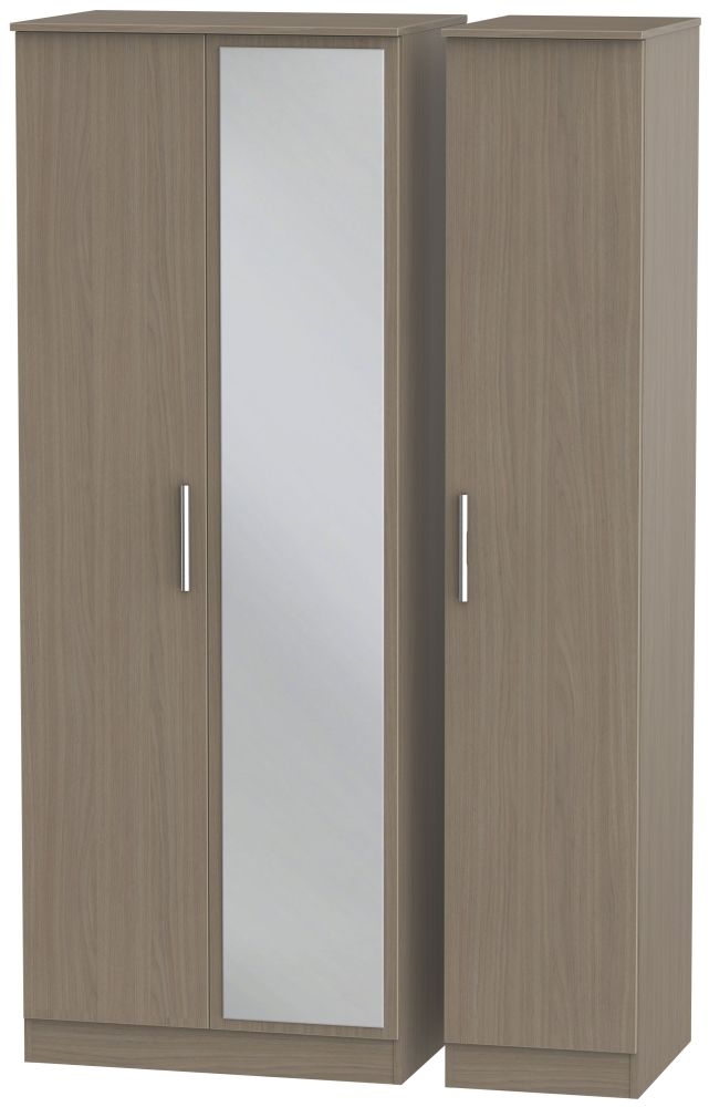 Contrast 3 Door Mirror Wardrobe - Toronto Walnut