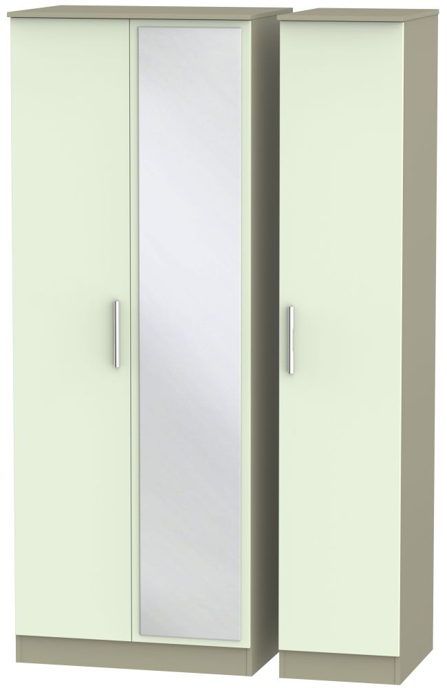 Contrast 3 Door Mirror Wardrobe - Vanilla and Mushroom