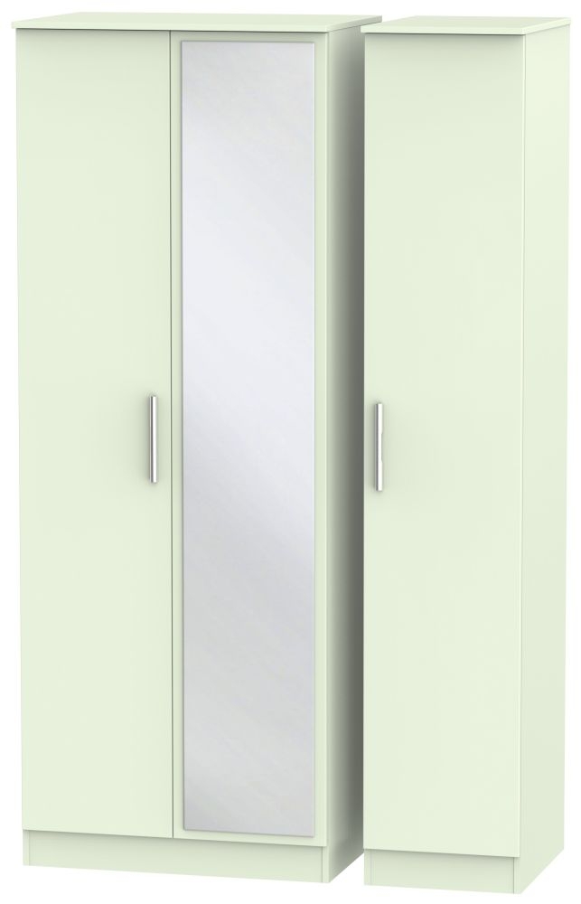 Contrast 3 Door Mirror Wardrobe - Vanilla