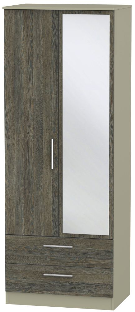 Contrast 2 Door Combi Wardrobe - Panga and Mushroom
