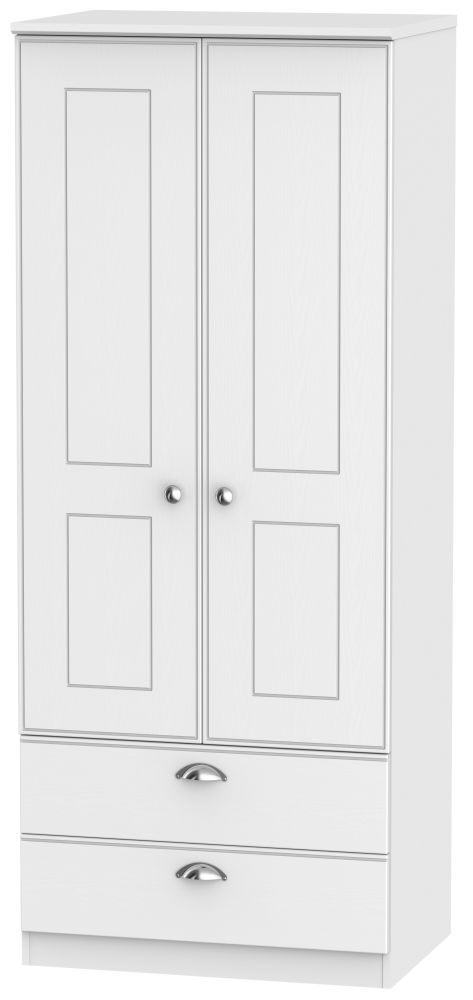 Victoria 2 Door 2 Drawer Wardrobe - White Ash