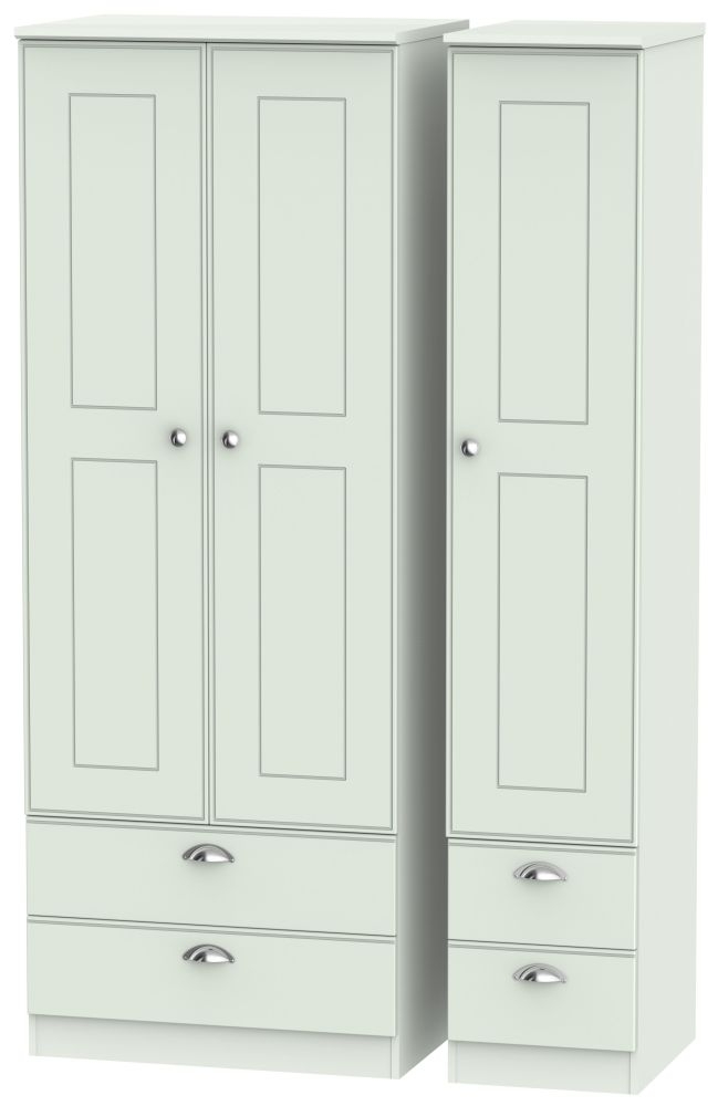 Victoria 3 Door 4 Drawer Tall Wardrobe - Grey Matt