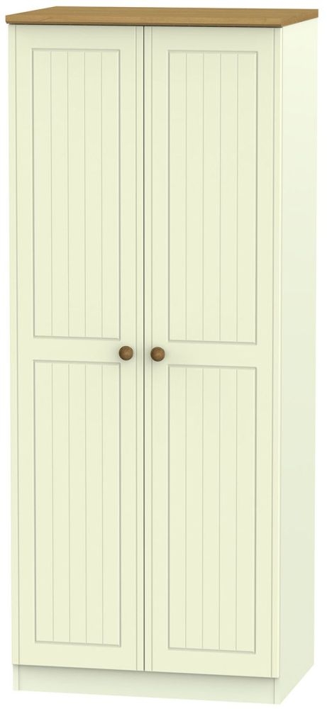 Warwick Cream and Oak 2 Door Plain Wardrobe
