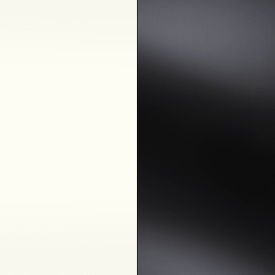 Alpine White Carcase and Black Glass Front with Chrome Handles Ledges and Trims 320