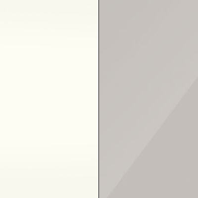 Alpine White Carcase and Champagne Glass Front with Chrome Handles Ledges and Trims 320