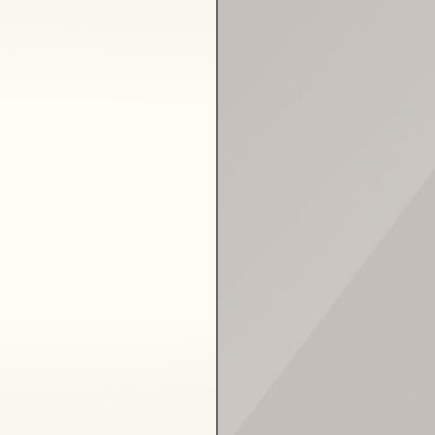 Alpine White Carcase and Champagne Glass Front with White Handles Ledges and Trims 321