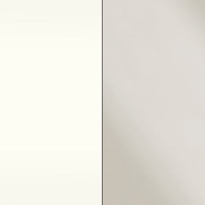 Alpine White Carcase and Magnolia Glass Front with Black Handles Ledges and Trims 322