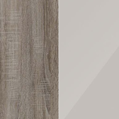 Dark Rustic Oak Carcase and Champagne Glass Front with Chrome Handles Ledges and Trims 328