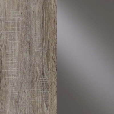 Dark Rustic Oak Carcase and Havana Glass Front with Chrome Handles Ledges and Trims 328