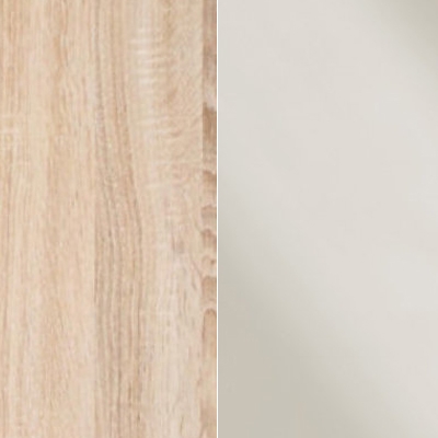 Rustic Oak Carcase and Magnolia Glass Front with Chrome Handles Ledges and Trims 327