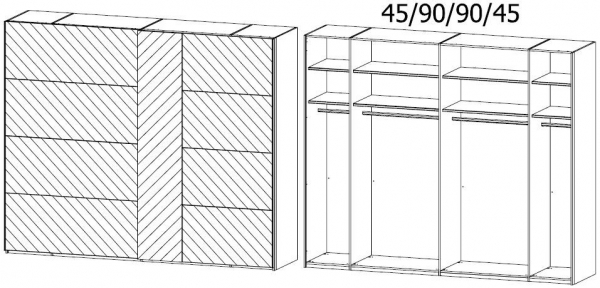 04P8 : 2 Glass Door Sliding Wardrobe with Vertical Mirror Section and Lighting