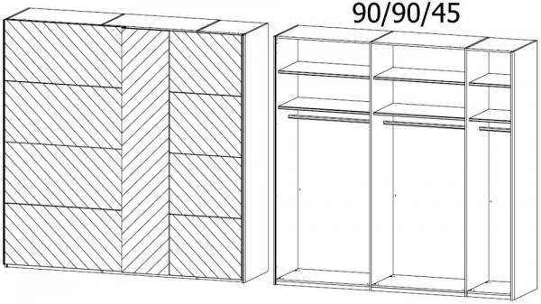 5DSD : 2 Glass Door Sliding Wardrobe with Vertical Mirror Section