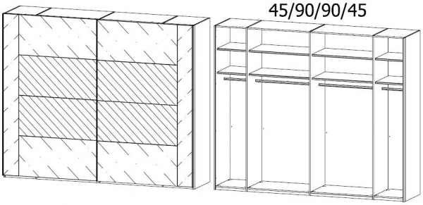 5792 : 2 Glass Door Sliding Wardrobe with Center Door Mirror Section
