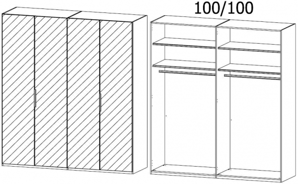 5F9L : 4 Glass Door Wardrobe