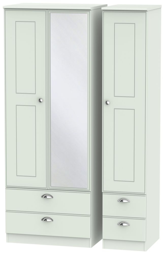 Victoria Wardrobe - 3 Door - 1 Mirror -  Tall - Combi - Grey