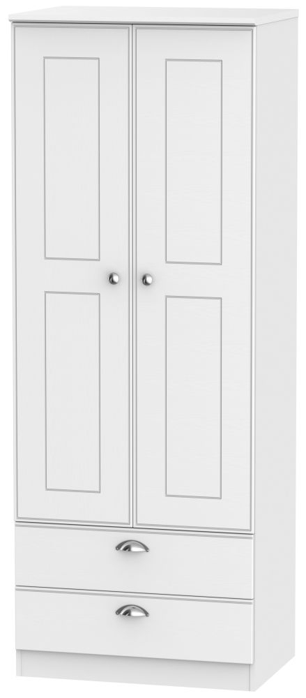 Victoria White 2 Door 2 Drawer Tall Wardrobe