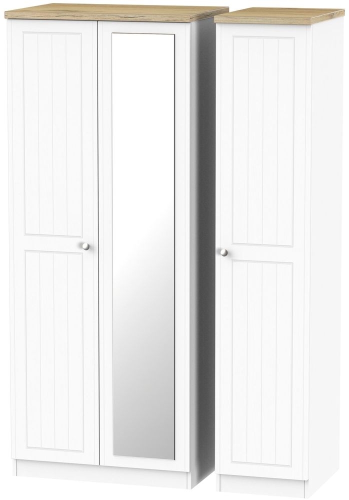 Vienna Porcelain 3 Door Triple Wardrobe - 1 Mirror