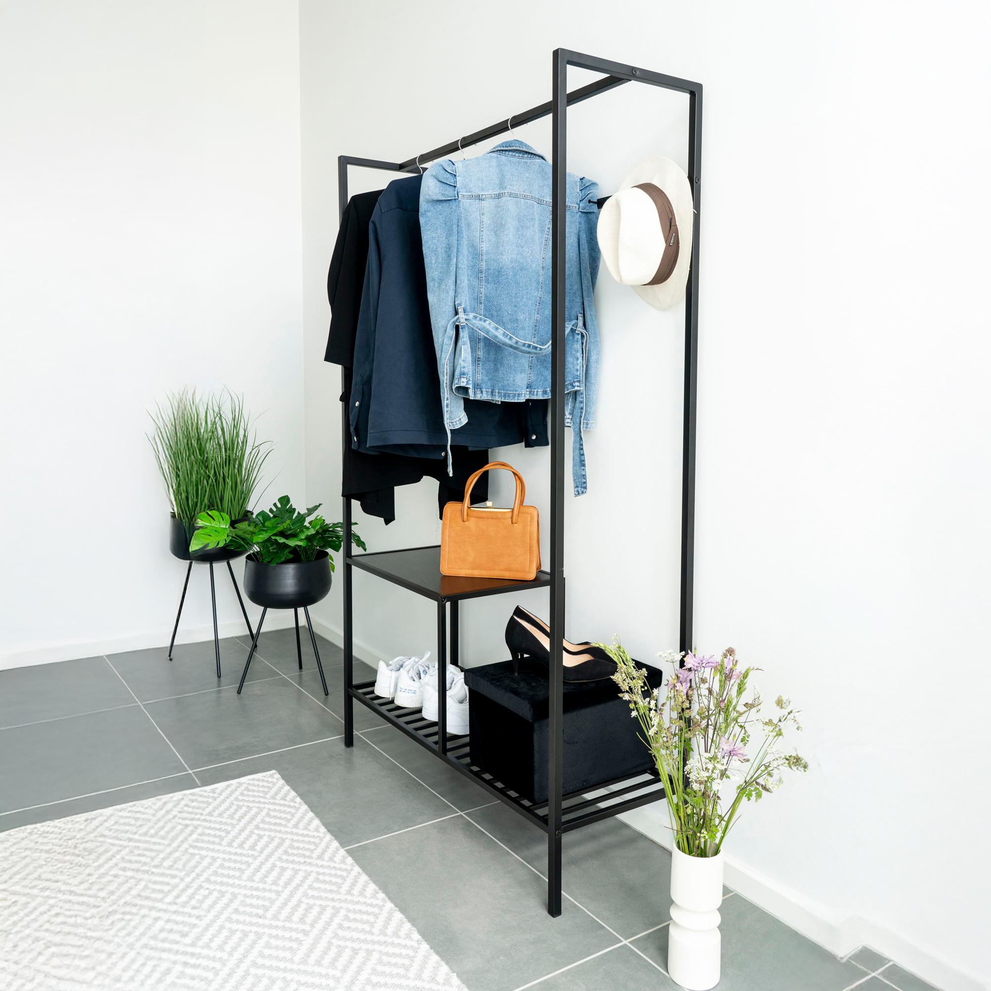 Vita Open Wardrobe - Black Melamine