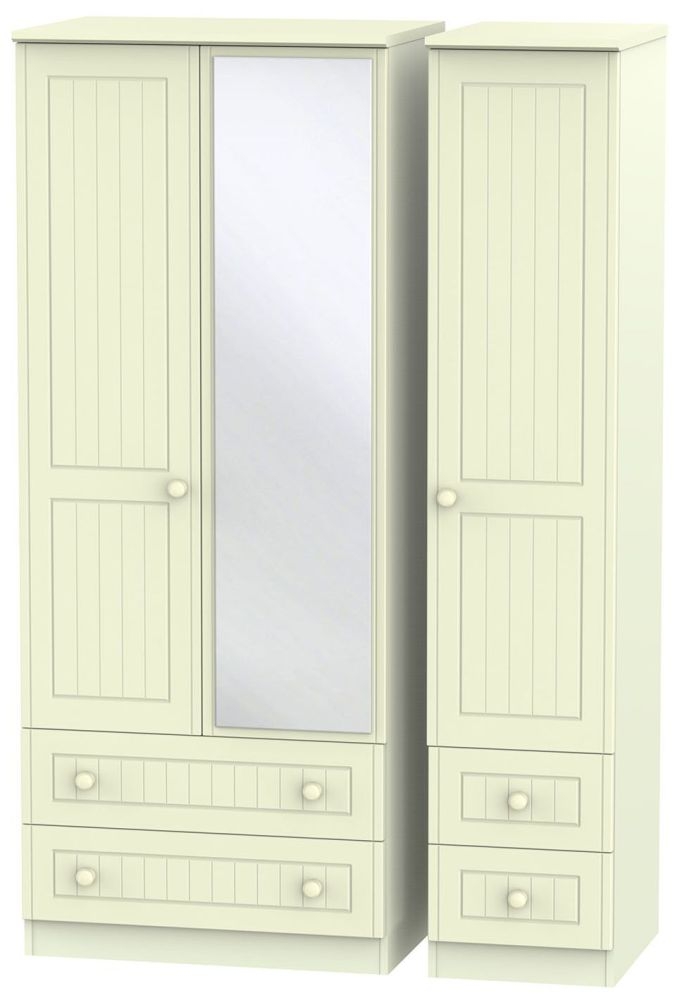 Warwick Cream 3 Door Combi Wardrobe - 1 Mirror