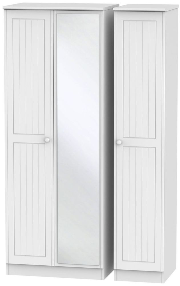 Warwick White 3 Door Tall Triple Wardrobe - 1 Mirror