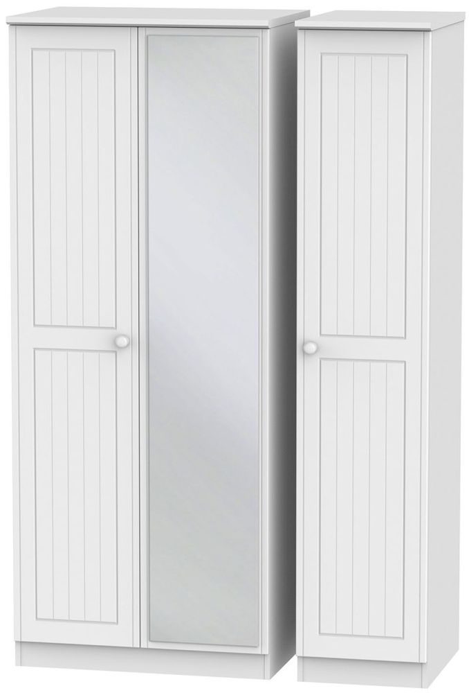 Warwick White 3 Door Triple Wardrobe - 1 Mirror
