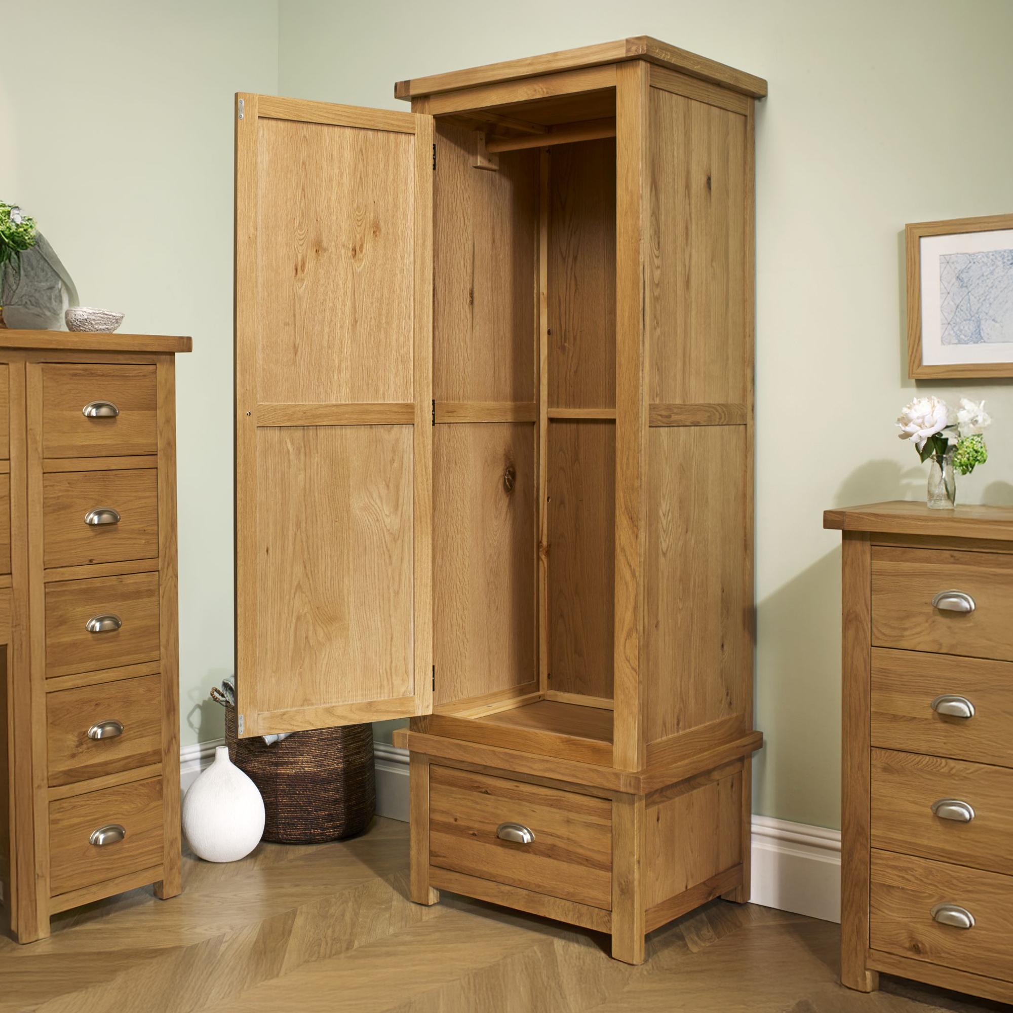 Woburn Wardrobe - 1 Door 1 Drawer - Rustic Oak